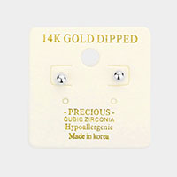 14K White Gold Dipped 4mm Ball Stud Earrings
