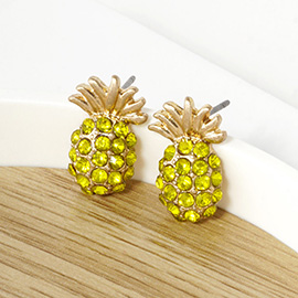 Crystal Pave Pineapple Stud Earrings