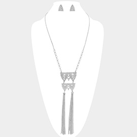 Double Metal Chain Tassel Necklace