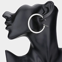 Crystal Rhinestone 1.8 Inch Hoop Earrings
