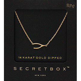 SECRET BOX_14K Gold Dipped Wishbone Pendant Necklace