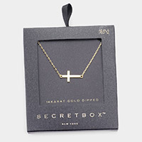 Secret Box _ 14K Gold Dipped Metal Cross Pendant Necklace