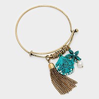 Metal chain tassel & starfish charm hook bracelet