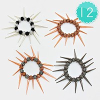 12 PCS - shamballa ball & spike stretch bracelets