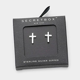 Secret box _ Sterling Silver Dipped Cross Stud Earrings