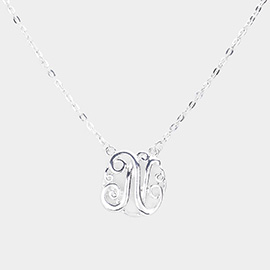 'N' MONOGRAM CIRCLE SCRIPT PENDANT NECKLACE