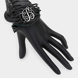 -B- Monogram Faux Leather Wrap Bracelet