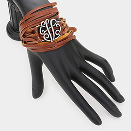 -V- Monogram Faux Leather Wrap Bracelet