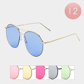 12PCS - Tinted Aviator Sunglasses