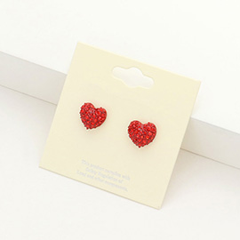 Crystal Pave Heart Stud Earrings