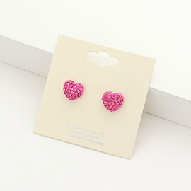Crystal pave heart stud earrings