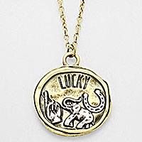 LUCKY WAX SEAL METAL PENDANT NECKLACE