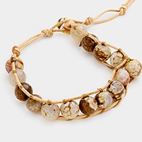 Tied natural stone bead bracelet