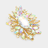 Crystal Flower Leaf Cluster Brooch / Pendant