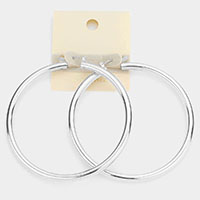 14K White Gold Filled Metal Hoop Pin Catch Earrings
