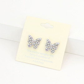 Rhinestone Pave Butterfly Stud Earrings