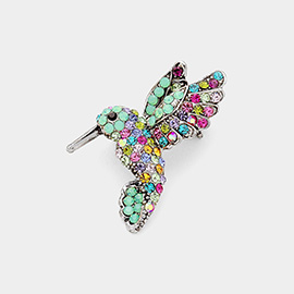 Rhinestone Paved Hummingbird Pin Brooch