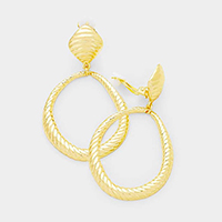 Textured metal hoop clip on earrings