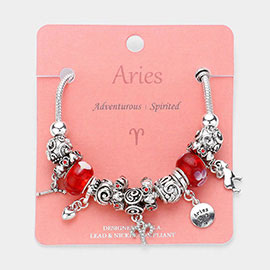 ARIES - Multi-Beads Zodiac Sign Charm Bracelet