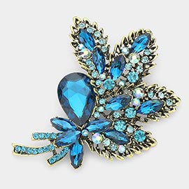 Glass Crystal Leaf Bouquet Brooch / Pendant