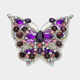 Glass Crystal Butterfly Pin Brooch