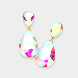 Glass Crystal Teardrop Evening Earrings