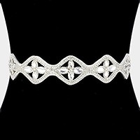 Glass crystal marquise sash ribbon bridal wedding belt / Headband