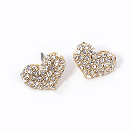 Crystal Pave Heart Stud Earrings