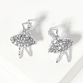 Crystal Paved Ballerina Girl Stud Earrings