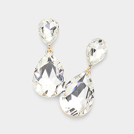 Glass Crystal Teardrop Evening Earrings