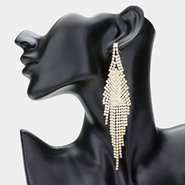 Long rhinestone fringe earrings