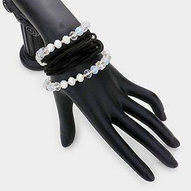 Glass beads & faux suede wrap bracelet / necklace