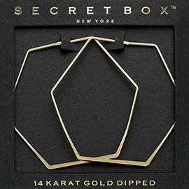 SECRET BOX_14K Gold Dipped Hexagon Hoop Earrings