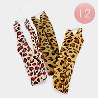 12 PCS - Leopard pattern  chiffon scarf necklaces