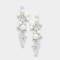 Crystal embellished pearl statement earrings