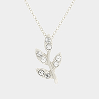 Crystal leaf twig pendant necklace