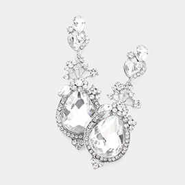 Glass Crystal Teardrop Dangle Evening Earrings