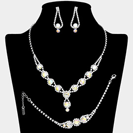 Rhinestone Bubble Necklace Jewelry Set