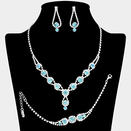 Rhinestone Bubble Necklace Jewelry Set