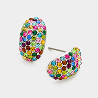 Pave half hoop stud earrings