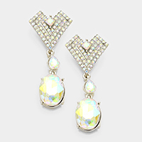 Oval glass crystal earrings