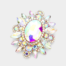 Oval Center Stone Pointed Brooch / Pendant