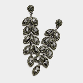 Marquise Stone Cluster Vine Dangle Evening Earrings