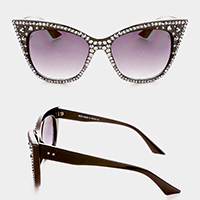 Crystal cat eye clear lens sunglasses