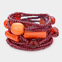 13PCS - Resin Bead Accented Stretch Bracelets