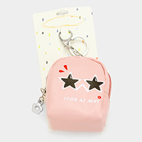 Look_At_Me Star Eyes Faux Leather Backpack Keychain