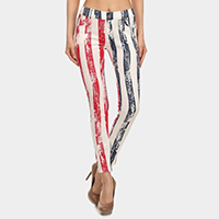Casual Comfy Stripe American Flag Leggings