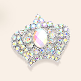 Stone Paved Crown Pin Brooch