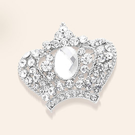 Stone Paved Crown Pin Brooch