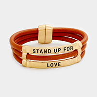 Stand Up for Love Faux Leather Magnetic Bracelet